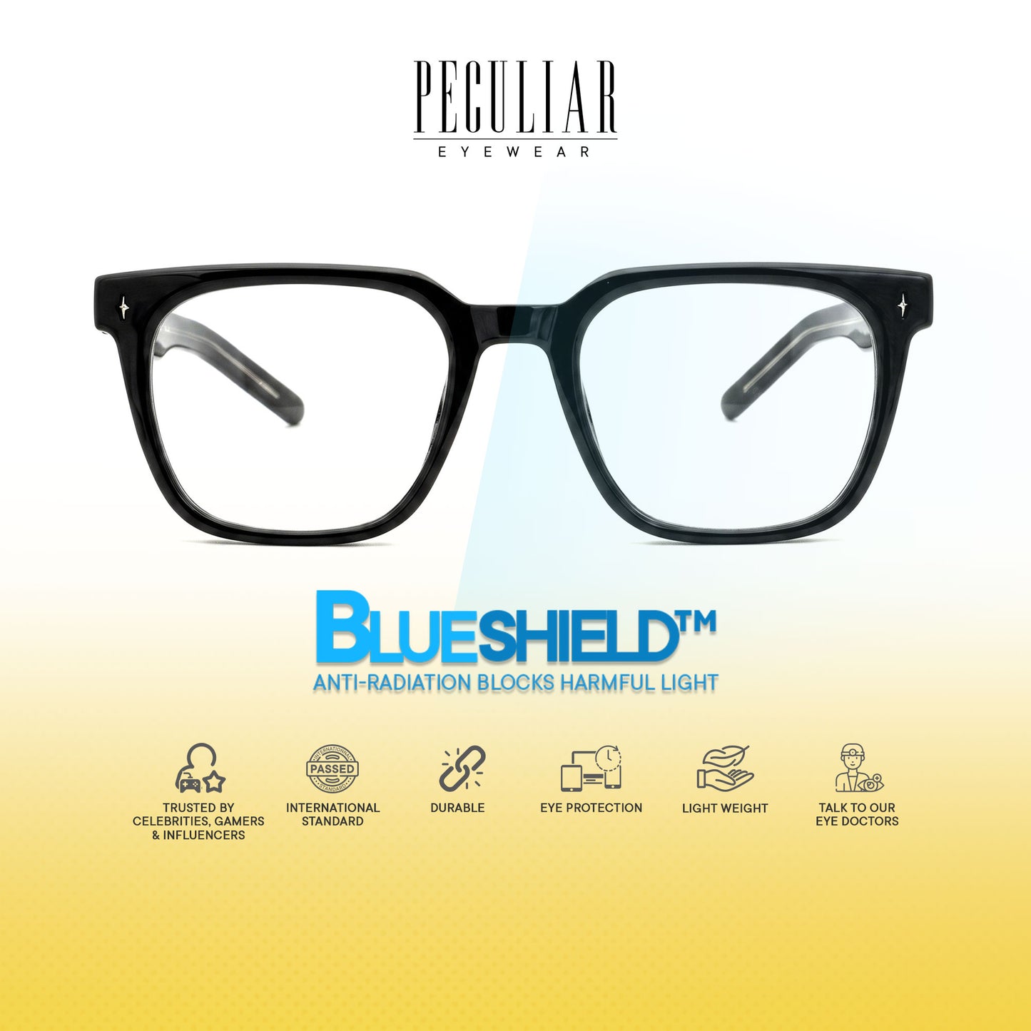 Peculiar Shin Square Computer Anti-Radiation Photochromic Transition Pro Replaceable Lens Eyeglasses