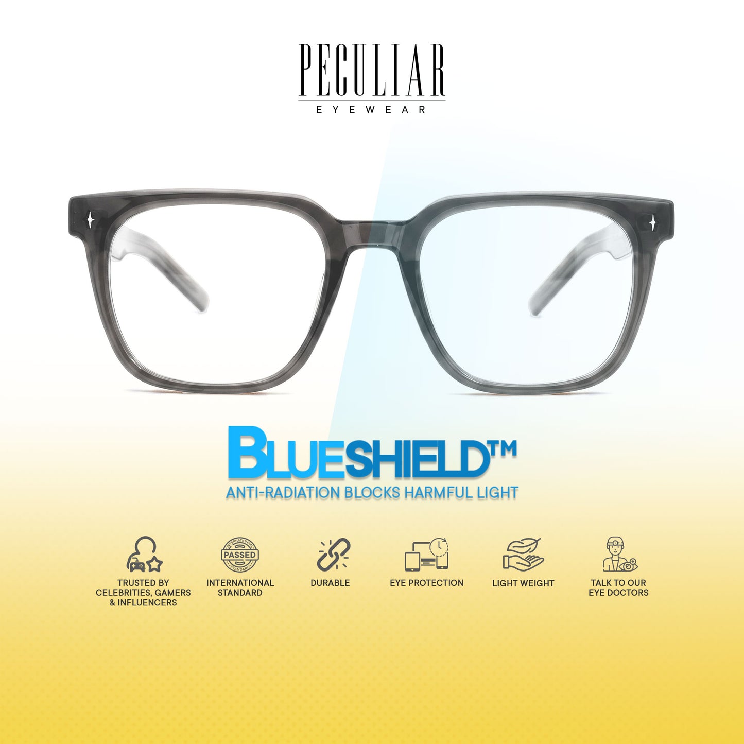 Peculiar Shin Square Computer Anti-Radiation Photochromic Transition Pro Replaceable Lens Eyeglasses