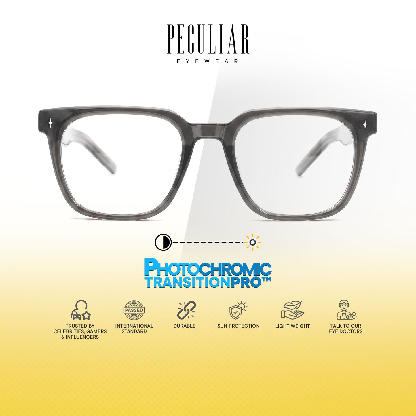 Peculiar Shin Square Computer Anti-Radiation Photochromic Transition Pro Replaceable Lens Eyeglasses
