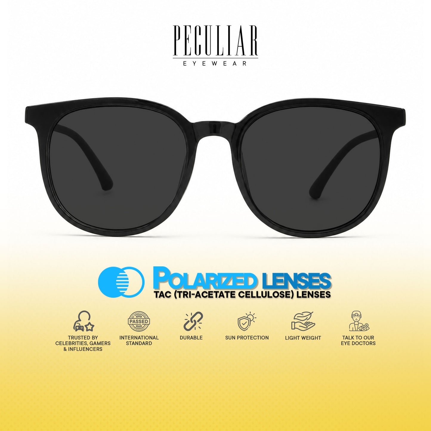 Peculiar Juri Round Acetate Sunglasses Polarized UV400 Anti Rad Lenses Replaceable Frames Men Women