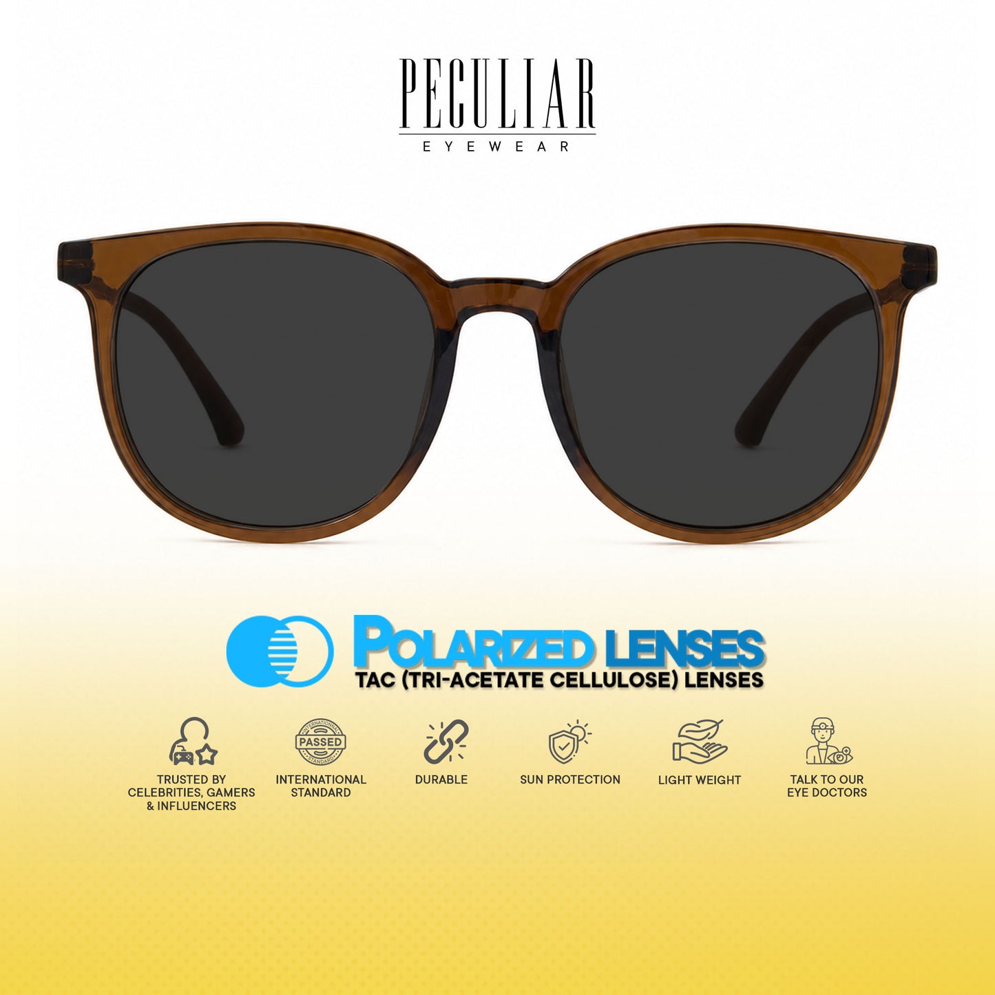 Peculiar Juri Round Acetate Sunglasses Polarized UV400 Anti Rad Lenses Replaceable Frames Men Women