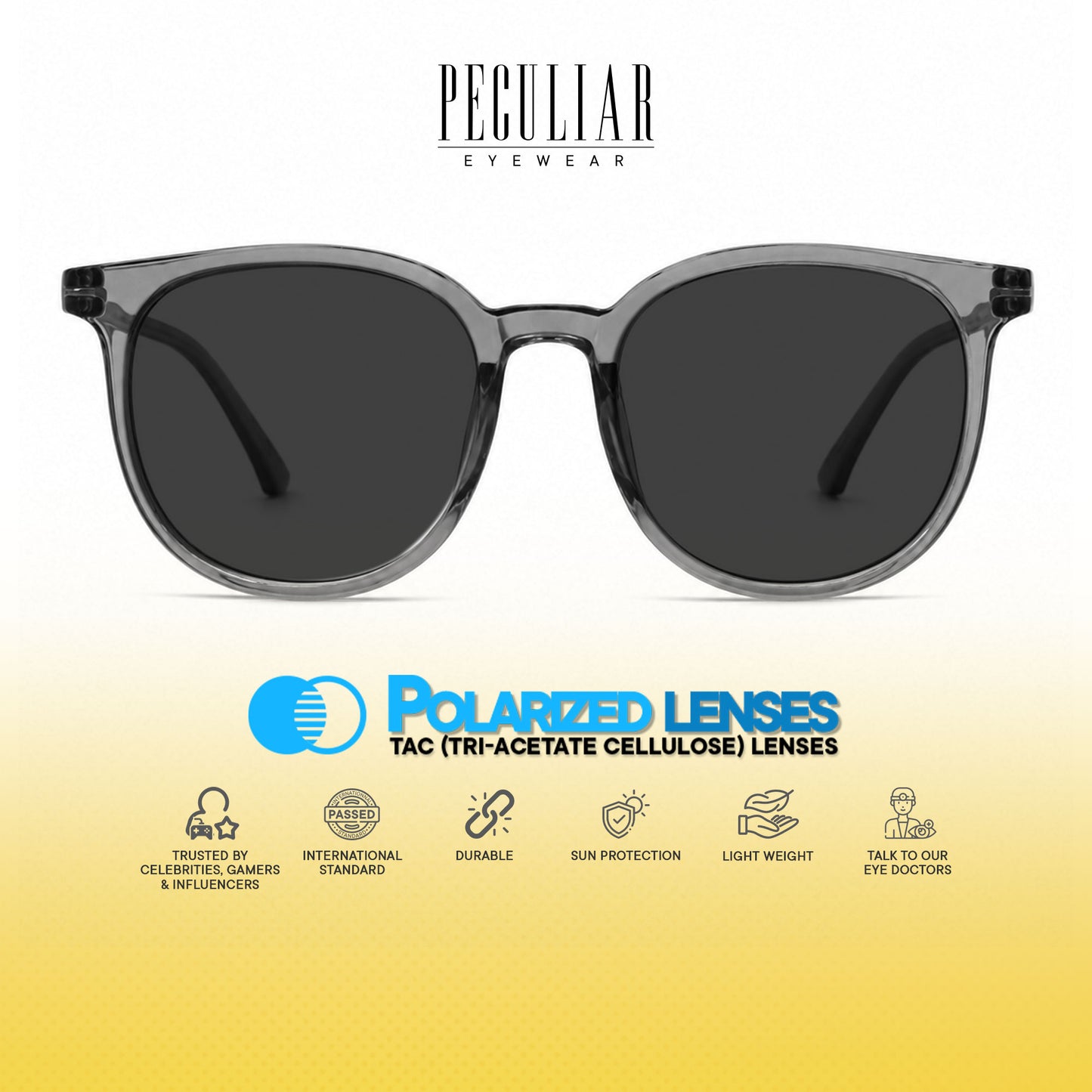 Peculiar Juri Round Acetate Sunglasses Polarized UV400 Anti Rad Lenses Replaceable Frames Men Women