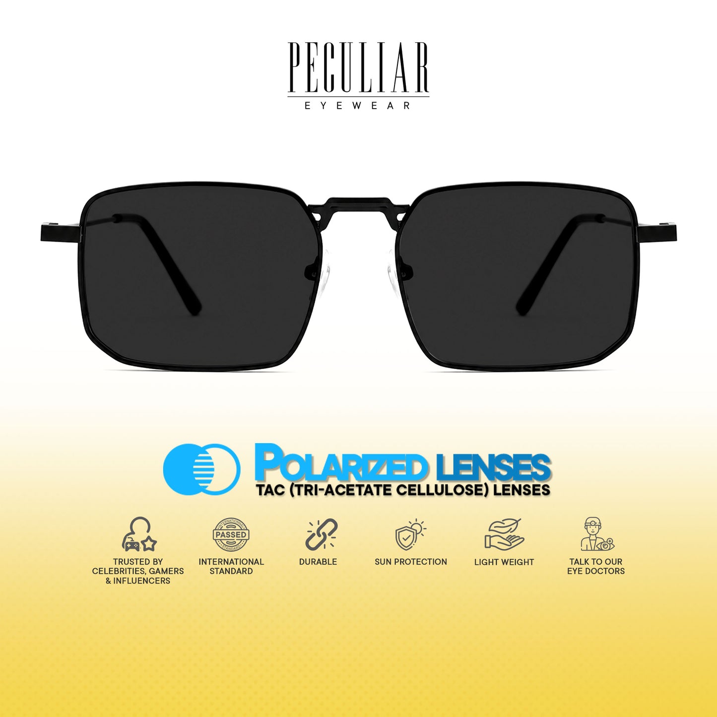 Peculiar Rael Metal Rectangle Sunglasses Polarized UV400 Anti Rad Lens Replaceable Frames Men Women