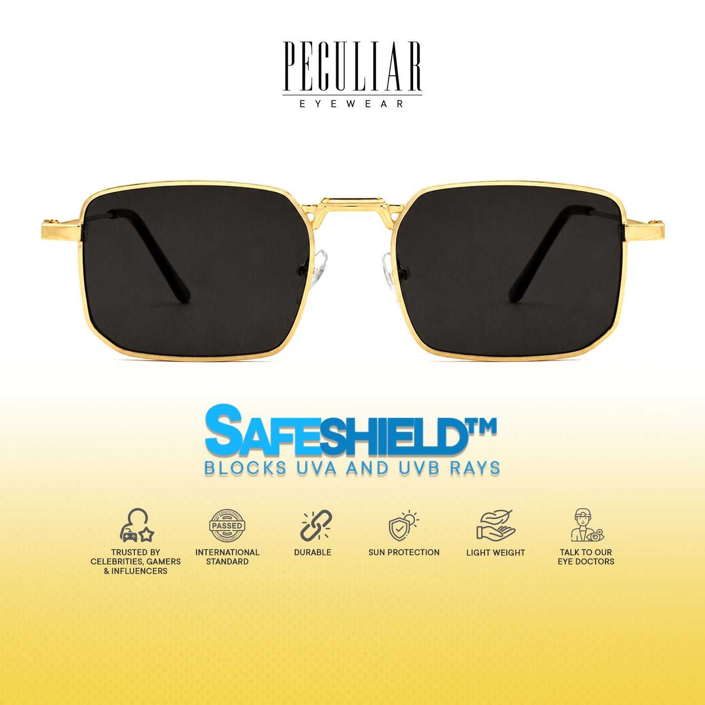Peculiar Rael Metal Rectangle Sunglasses Polarized UV400 Anti Rad Lens Replaceable Frames Men Women