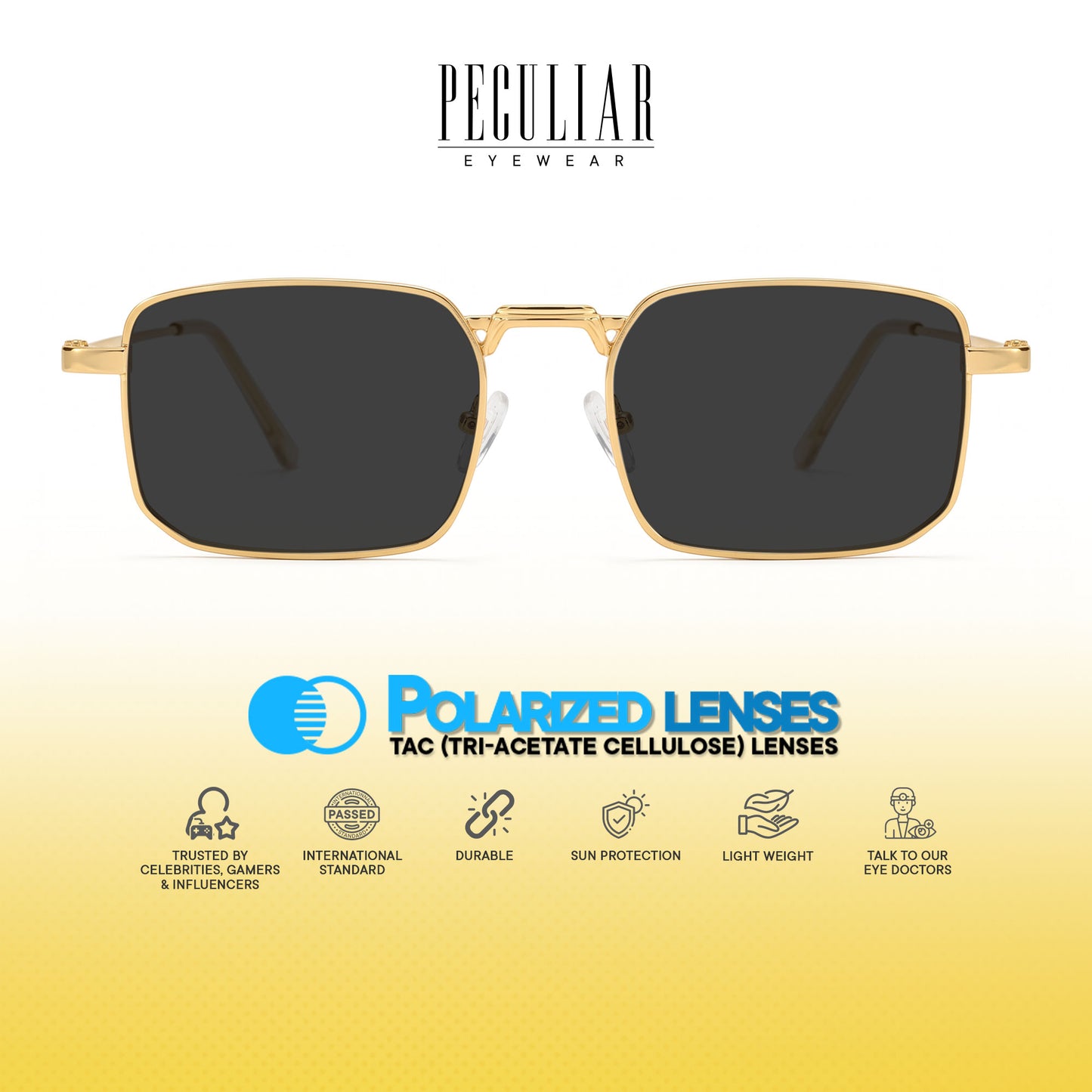 Peculiar Rael Metal Rectangle Sunglasses Polarized UV400 Anti Rad Lens Replaceable Frames Men Women