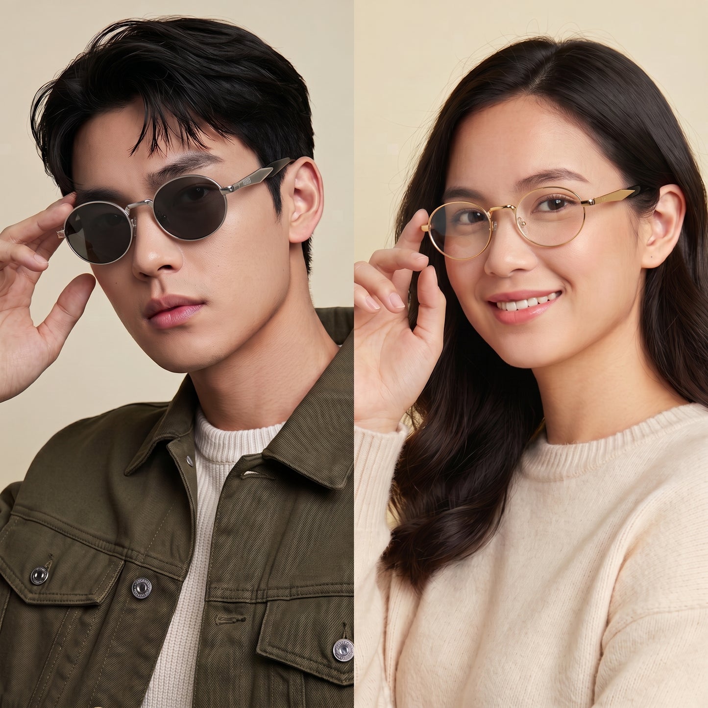 Peculiar Rion Metal Oval Sunglasses Polarized UV400 Anti Rad Lens Replaceable Frames Men Women