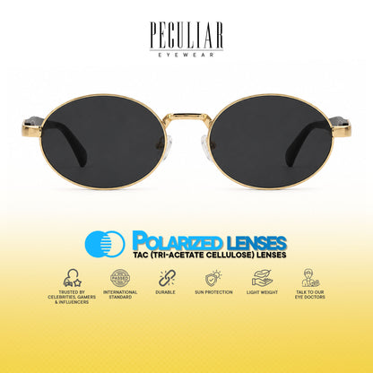 Peculiar Rion Metal Oval Sunglasses Polarized UV400 Anti Rad Lens Replaceable Frames Men Women