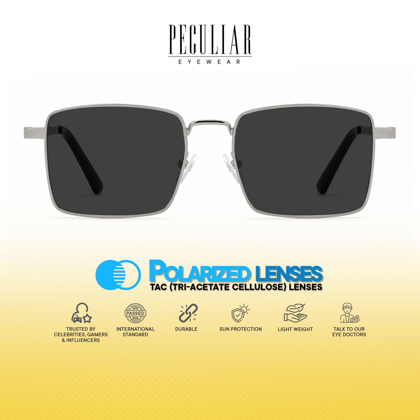 Peculiar Aero Metal Rectangle Sunglasses Polarized UV400 Anti Rad Lens Replaceable Frames Men Women