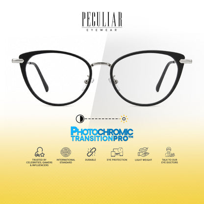 Peculiar Rumi Cat Eye Acetate Metal Photochromic Transition Pro UV400 Anti Rad Frames Men Women
