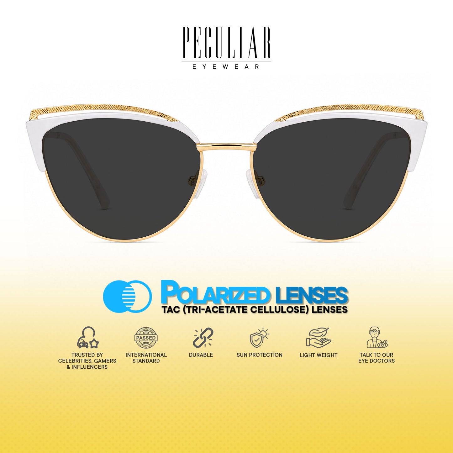 Peculiar Riva Cat Eye Metal Sunglasses Polarized UV400 Anti Rad Lens Replaceable Frames Men Women