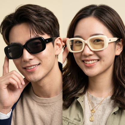 Peculiar Chae Rectangular Sunglasses Polarized TAC UV400 & Anti-Rad Replaceable Frames for Men Women