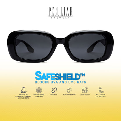 Peculiar Chae Rectangular Sunglasses Polarized TAC UV400 & Anti-Rad Replaceable Frames for Men Women