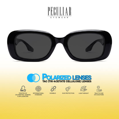Peculiar Chae Rectangular Sunglasses Polarized TAC UV400 & Anti-Rad Replaceable Frames for Men Women