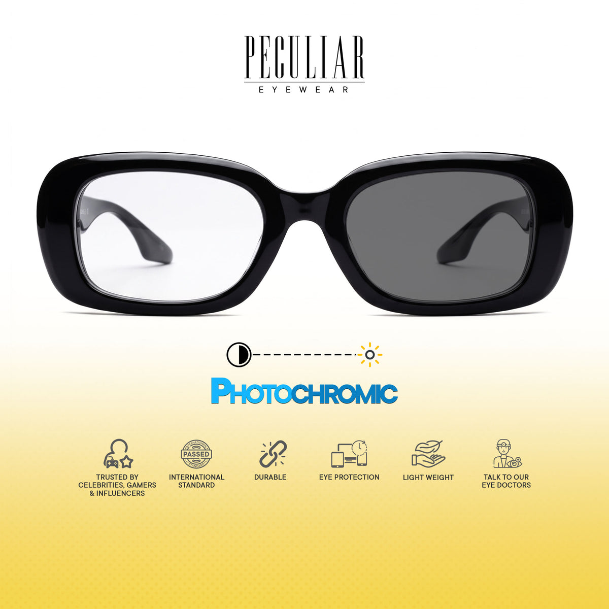 Peculiar Chae Rectangular Sunglasses Polarized TAC UV400 & Anti-Rad Replaceable Frames for Men Women