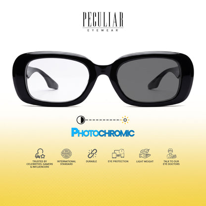 Peculiar Chae Rectangular Sunglasses Polarized TAC UV400 & Anti-Rad Replaceable Frames for Men Women