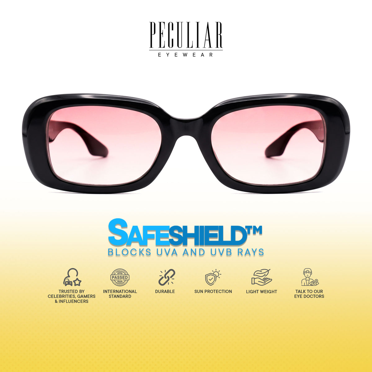 Peculiar Chae Rectangular Sunglasses Polarized TAC UV400 & Anti-Rad Replaceable Frames for Men Women