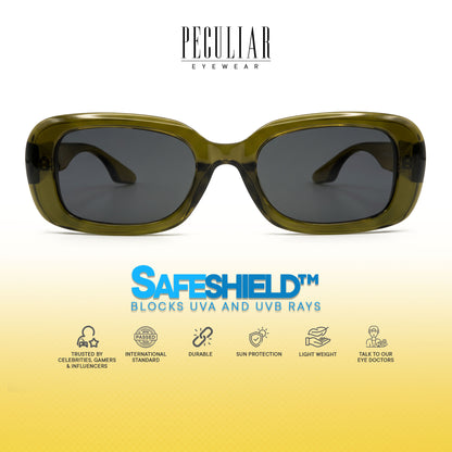 Peculiar Chae Rectangular Sunglasses Polarized TAC UV400 & Anti-Rad Replaceable Frames for Men Women