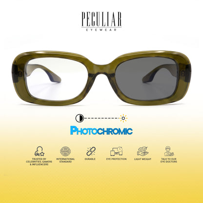 Peculiar Chae Rectangular Sunglasses Polarized TAC UV400 & Anti-Rad Replaceable Frames for Men Women