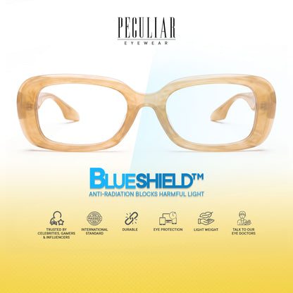 Peculiar Chae Rectangular Sunglasses Polarized TAC UV400 & Anti-Rad Replaceable Frames for Men Women