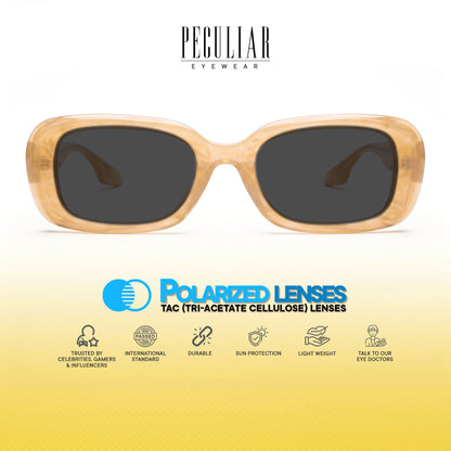 Peculiar Chae Rectangular Sunglasses Polarized TAC UV400 & Anti-Rad Replaceable Frames for Men Women