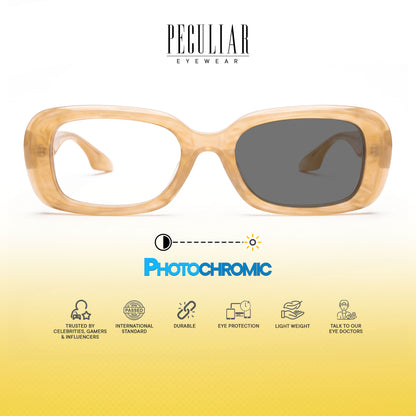 Peculiar Chae Rectangular Sunglasses Polarized TAC UV400 & Anti-Rad Replaceable Frames for Men Women