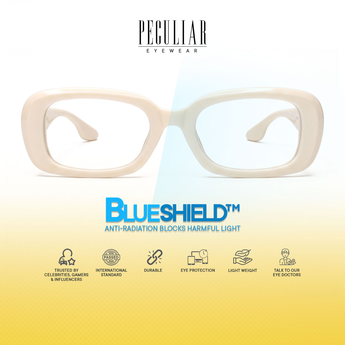 Peculiar Chae Rectangular Sunglasses Polarized TAC UV400 & Anti-Rad Replaceable Frames for Men Women