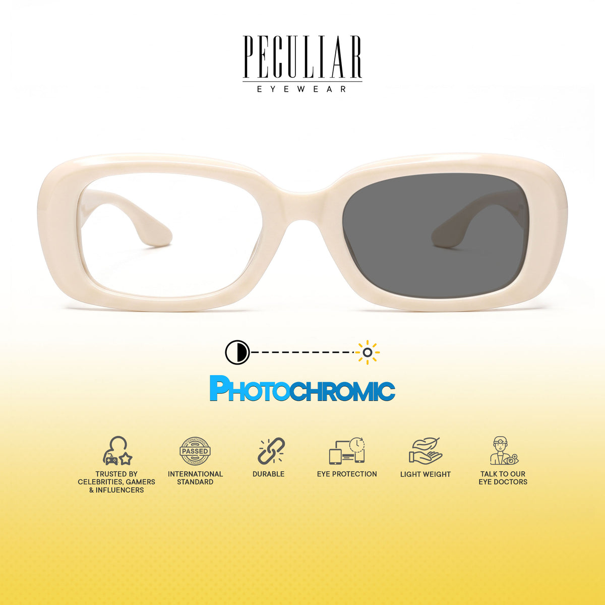 Peculiar Chae Rectangular Sunglasses Polarized TAC UV400 & Anti-Rad Replaceable Frames for Men Women
