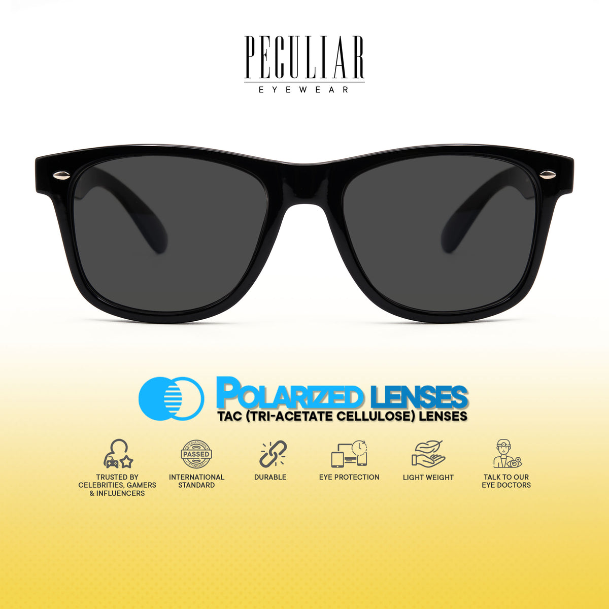 Peculiar Yoo Square Sunglasses Polarized TAC UV400 & Anti-Rad Replaceable Frames for Men Women