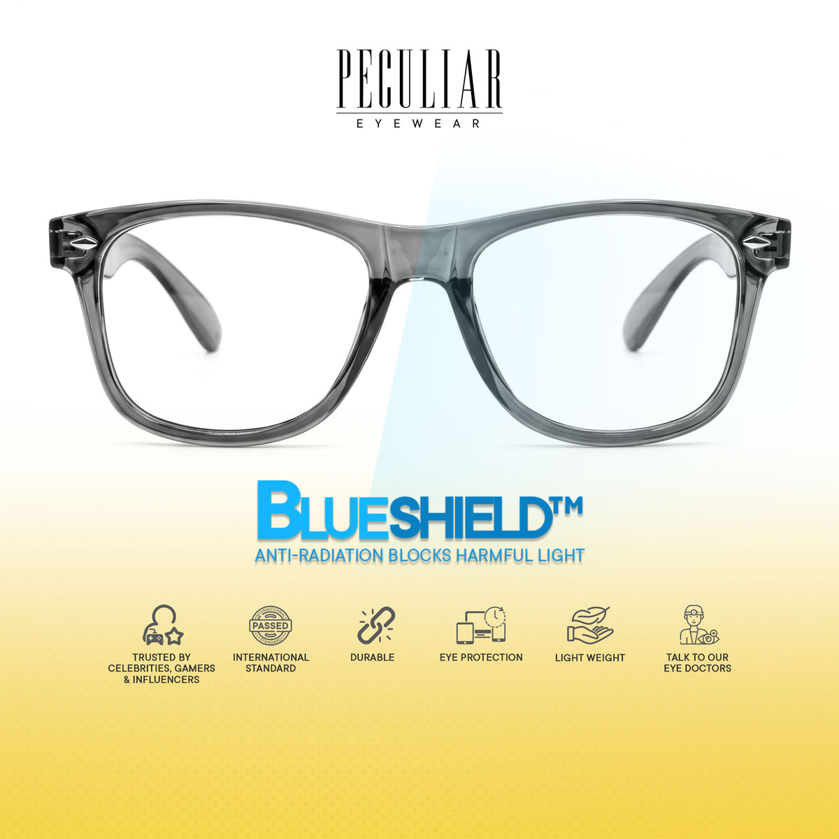 Peculiar Yoo Square Sunglasses Polarized TAC UV400 & Anti-Rad Replaceable Frames for Men Women