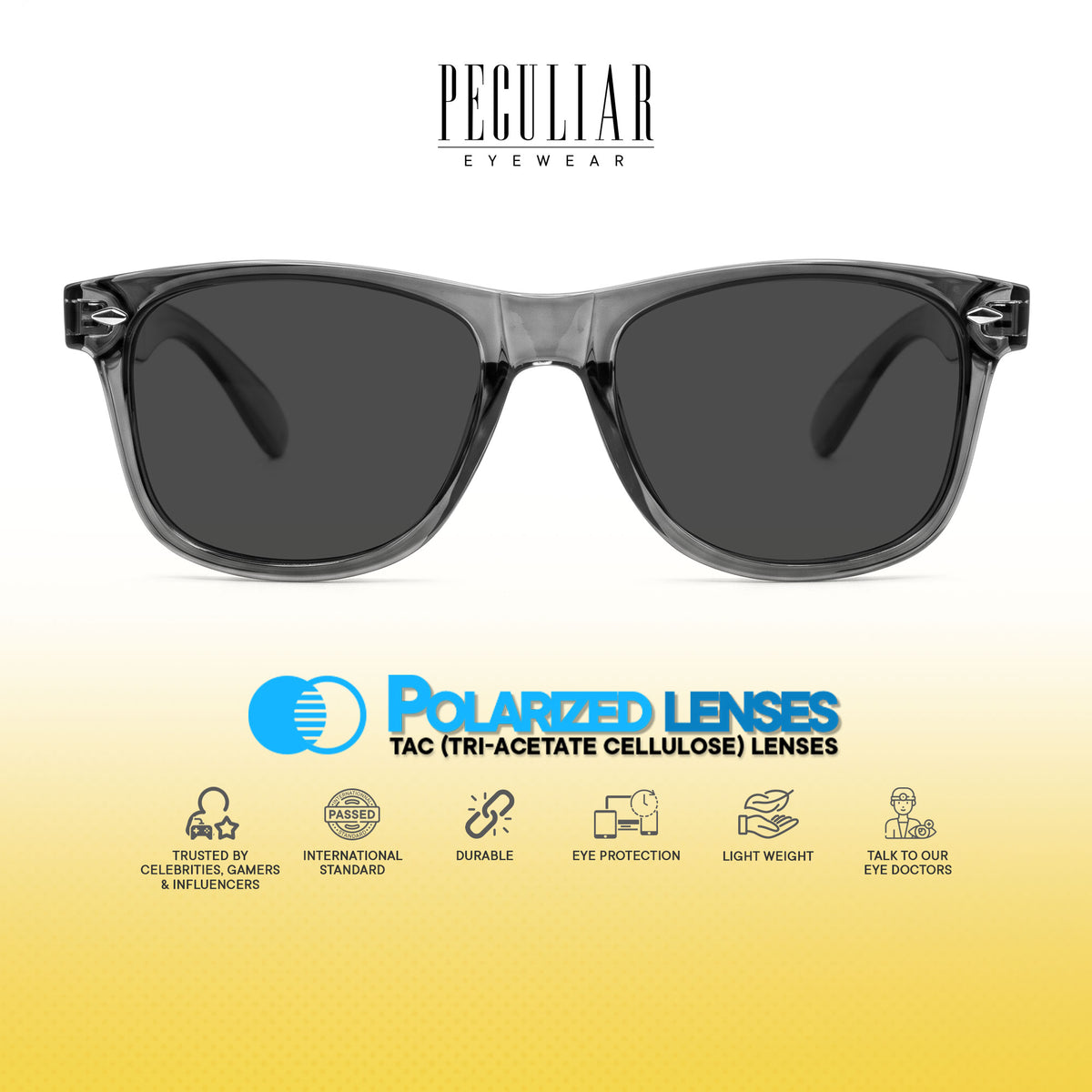 Peculiar Yoo Square Sunglasses Polarized TAC UV400 & Anti-Rad Replaceable Frames for Men Women