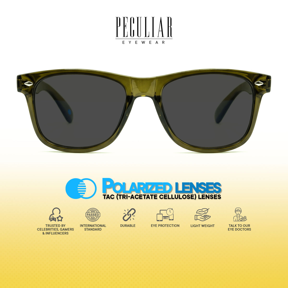 Peculiar Yoo Square Sunglasses Polarized TAC UV400 & Anti-Rad Replaceable Frames for Men Women