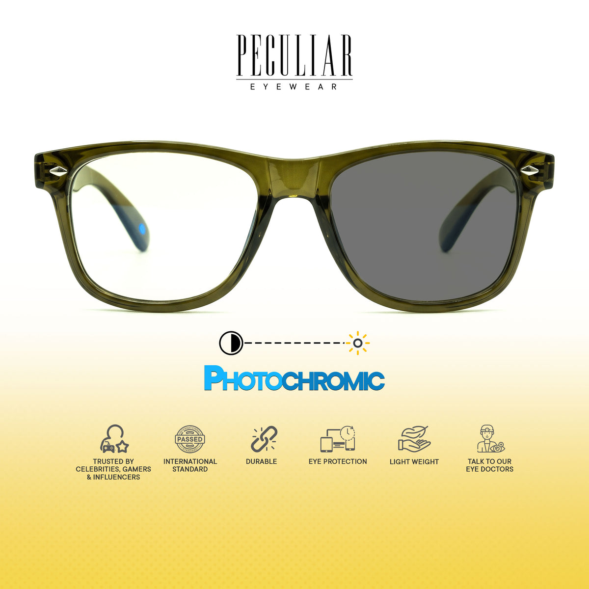 Peculiar Yoo Square Sunglasses Polarized TAC UV400 & Anti-Rad Replaceable Frames for Men Women