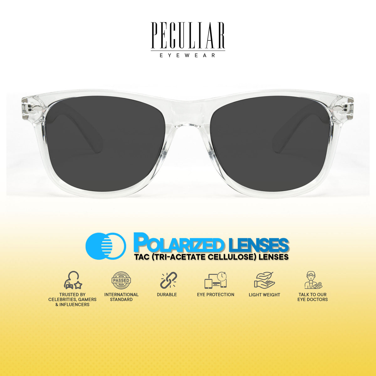 Peculiar Yoo Square Sunglasses Polarized TAC UV400 & Anti-Rad Replaceable Frames for Men Women