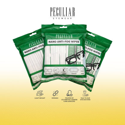 Peculiar Anti-Fog 3 Set Bundle with Nano-Technology Cleaner Degreaser Non-Toxic Quick Dry Dust removal, quick drying, high definition, Disposable Eyeglasses Cleaning Dry Cleaning Wipes Lens Cleaning Tissue Screen Remove Dust