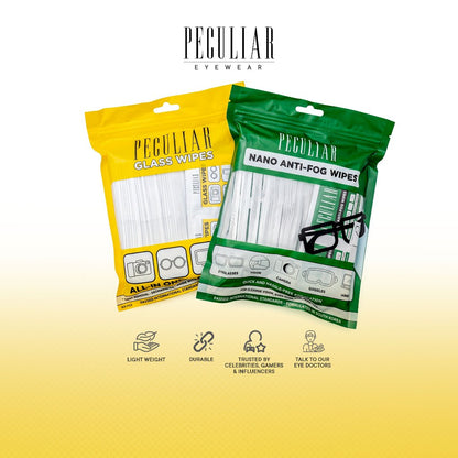Peculiar Anti-Fog Glass Wipes Set Bundle with Nano-Technology Cleaner Degreaser Non-Toxic Quick Dry Dust removal, quick drying, high definition, Disposable Eyeglasses Cleaning Dry Cleaning Wipes Lens Cleaning Tissue Screen Remove Dust