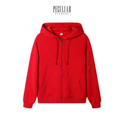 Peculiar Red Oversize Hoodie Sports Jacket Sweater Pure Cotton 360g for Men or Women