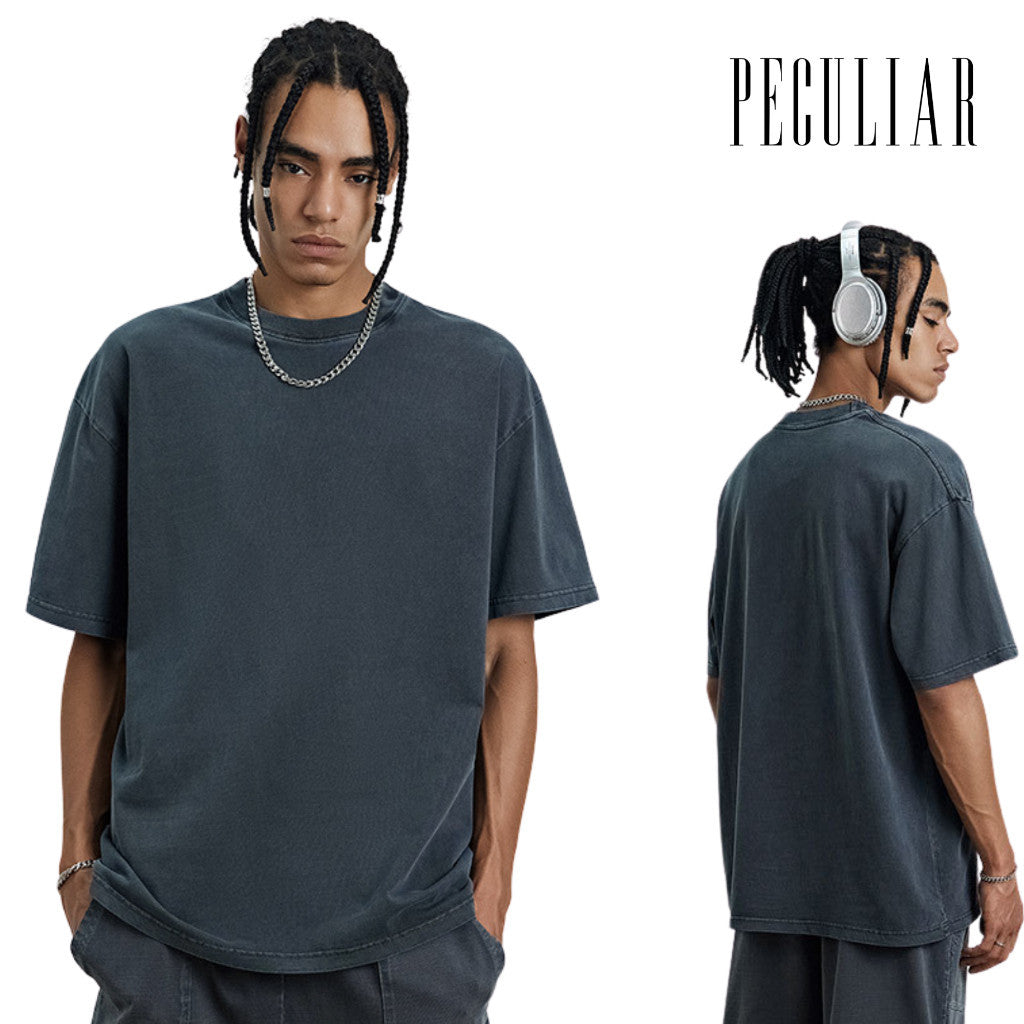 Peculiar Black Oversize T Shirt Pure Cotton American Style 300g for Men And Women