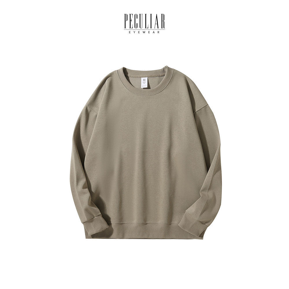 Peculiar Apricot Loose Round Neck Pure Cotton Long-sleeved Sweater 260G for Men And Women