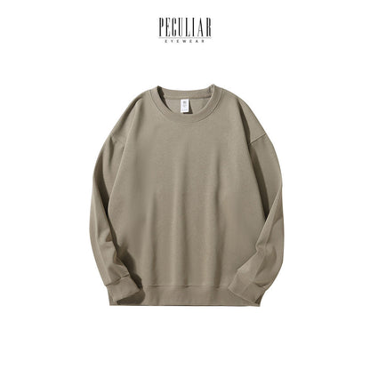 Peculiar Apricot Loose Round Neck Pure Cotton Long-sleeved Sweater 260G for Men And Women