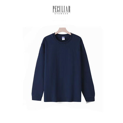 Peculiar NavyBlue Long-sleeved Pure Cotton Breathable Shirt for Men And Women