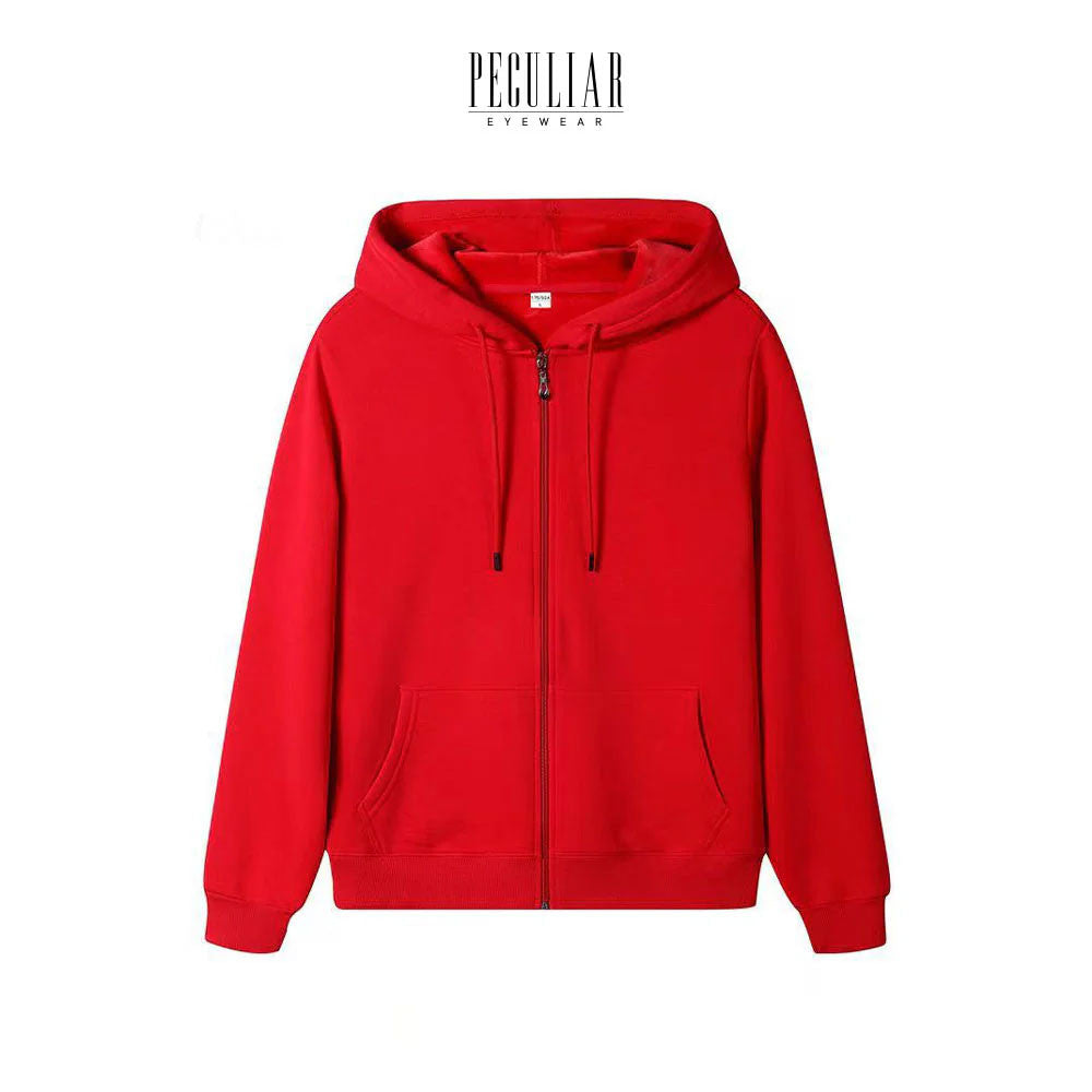 Peculiar Red Oversize Hoodie Sports Jacket Sweater Pure Cotton 360g for Men or Women