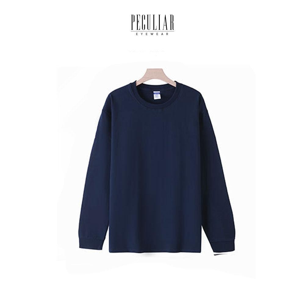 Peculiar NavyBlue Long-sleeved Pure Cotton Breathable Shirt for Men And Women