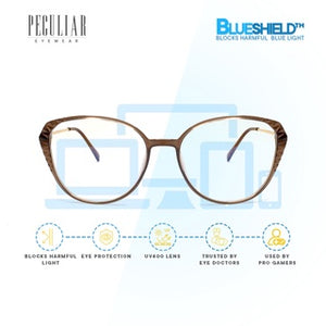 Peculiar CARA Cat's Eye Polycarbonate & Stainless Frame Anti Radiation Glasses UV400