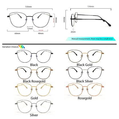 Peculiar ANA Cat Eye Stainless Steel Frame Anti Radiation Glasses UV400 - peculiareyewear