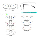 Peculiar NICK Square Stainless Steel Frame Anti Radiation Glasses UV400 - peculiareyewear