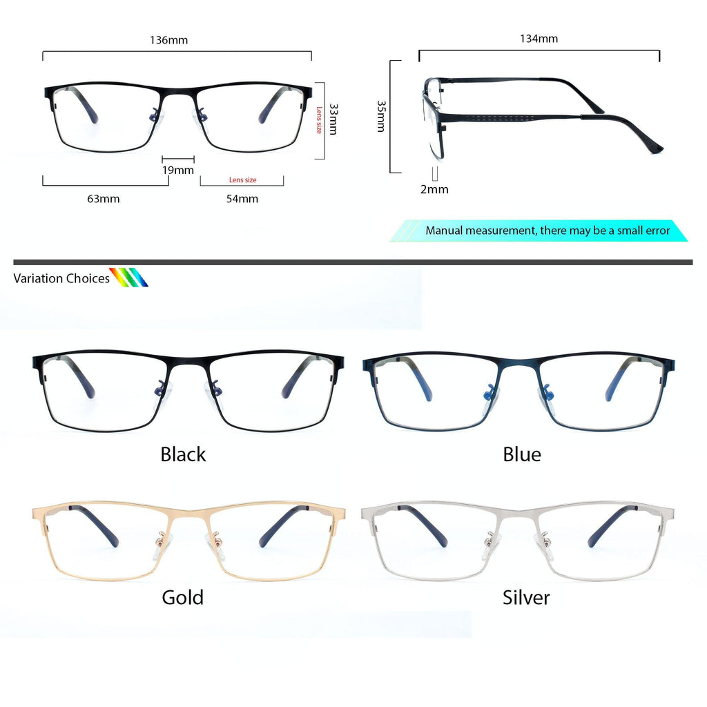 Peculiar YANO Rectangle Stainless Frame Anti Radiation Glasses  UV400 - peculiareyewear
