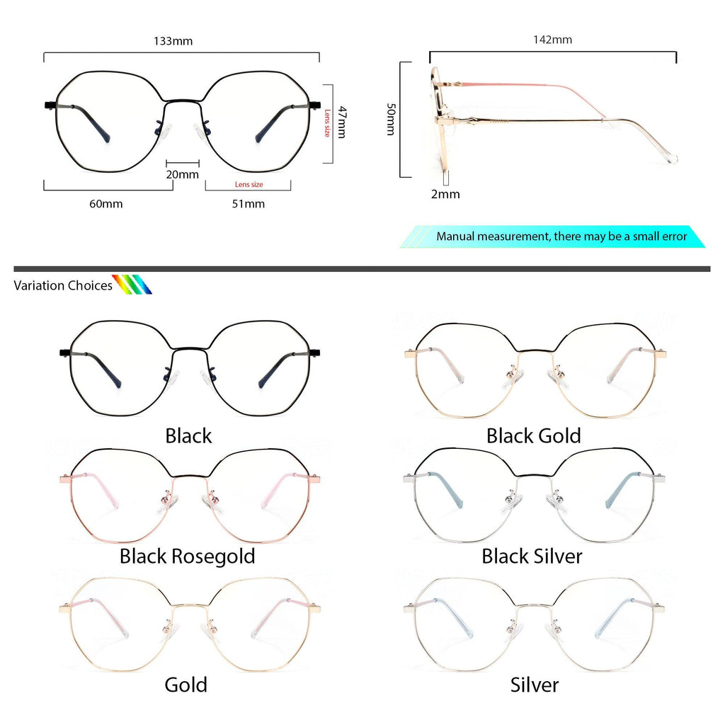 Peculiar ART Deco in Metallic Frame Anti Radiation Glasses UV400 for Men and Women - peculiareyewear
