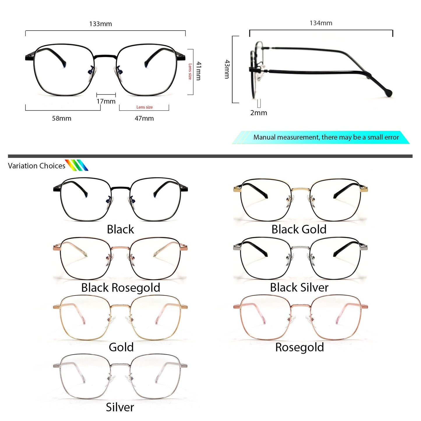Peculiar NEIL Square Stainless Steel Frame Anti Radiation Glasses UV400 - peculiareyewear