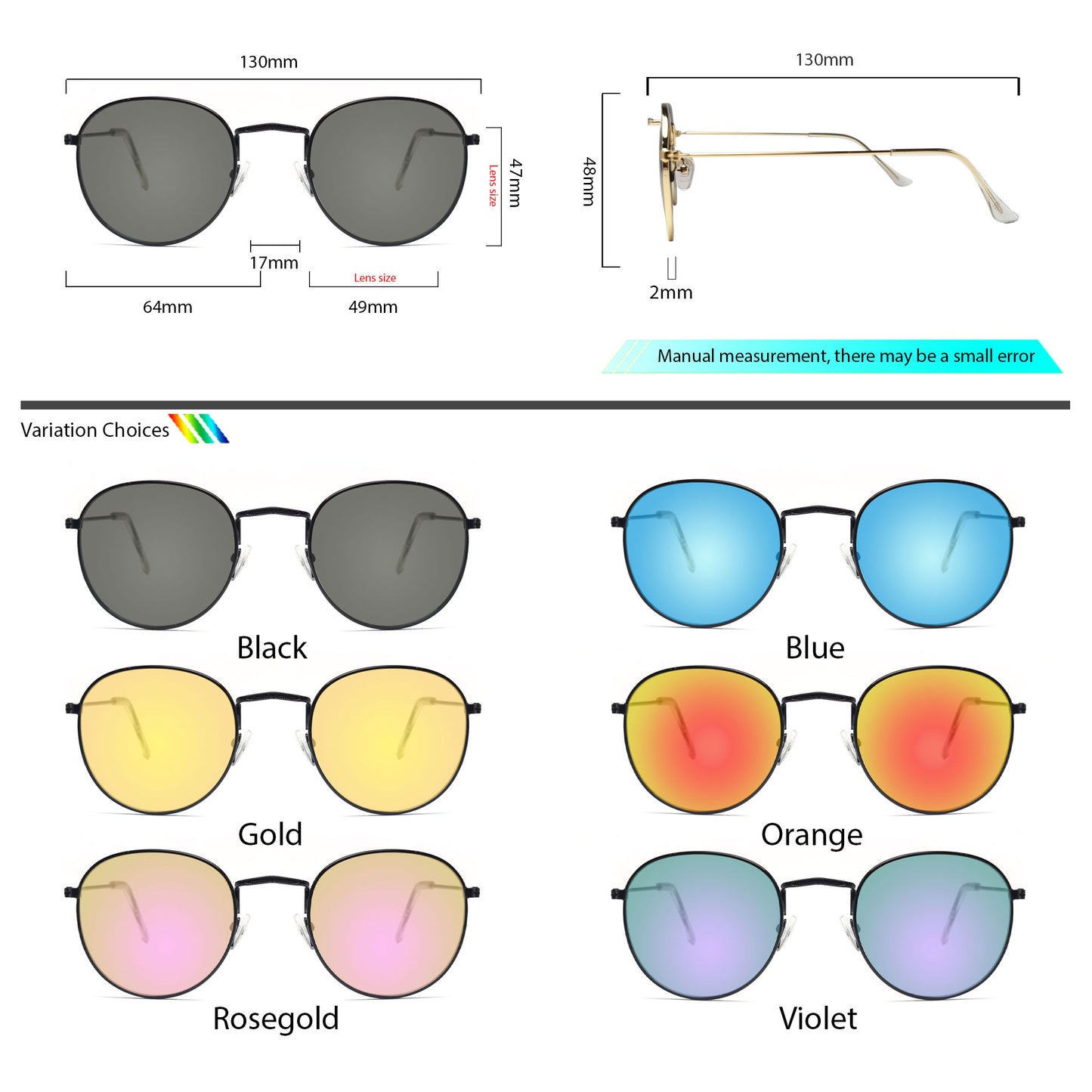 Peculiar Eyewear LOUISE Black Round Metal Frame Sunglasses Shades For Men and Women