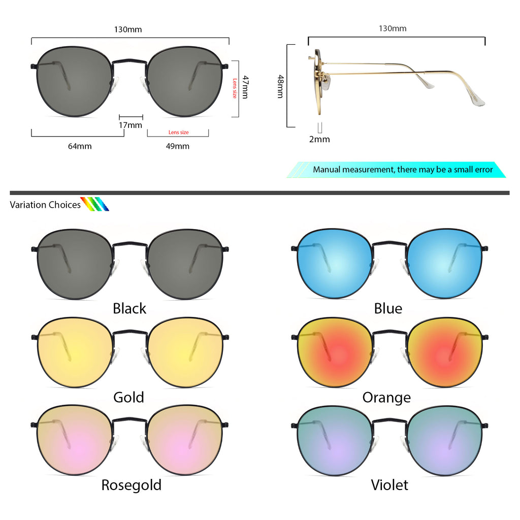 Peculiar Eyewear LOUISE Black Round Metal Frame Sunglasses Shades For Men and Women